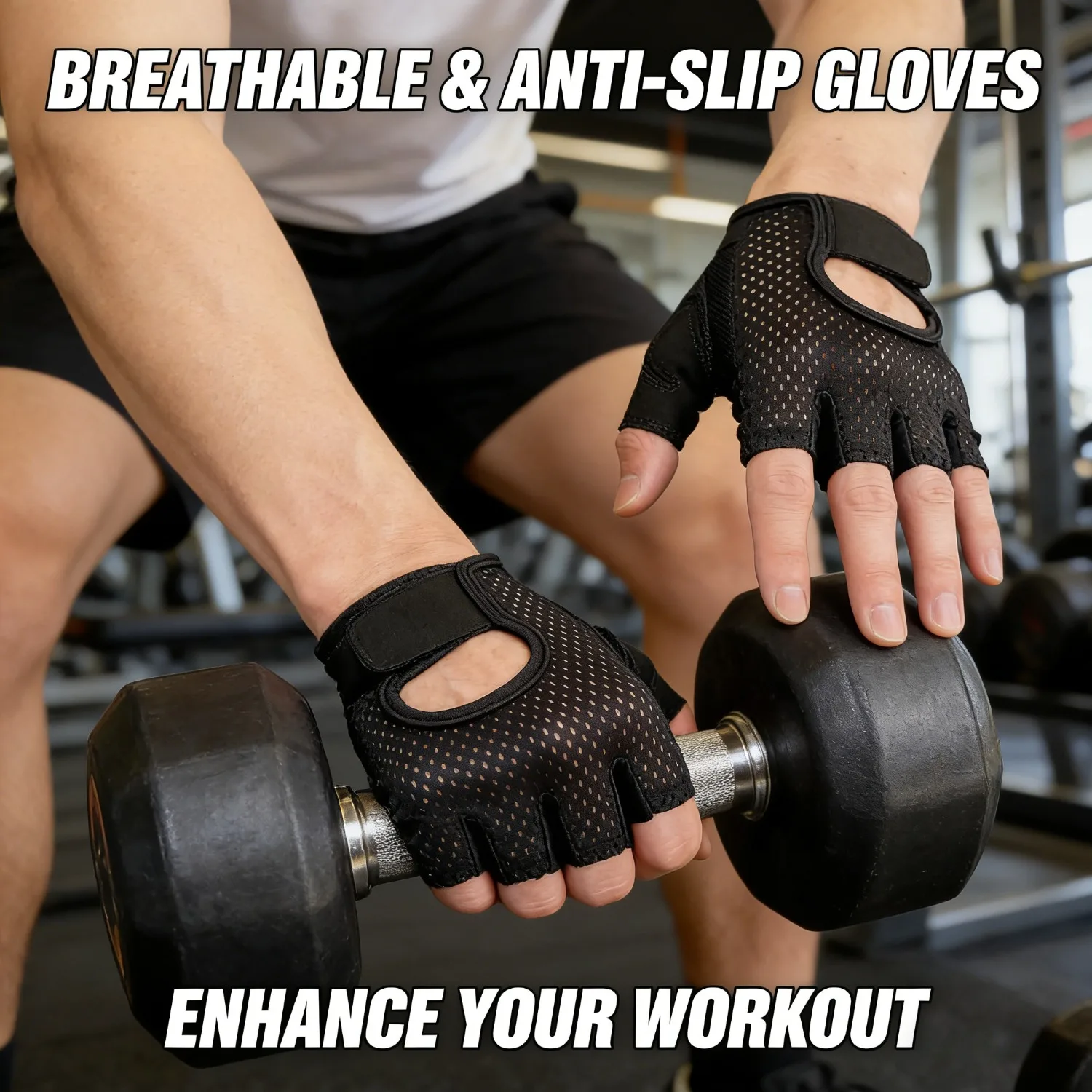 Trainingshandschuhe, fingerlose Handschuhe, speziell für Fitness-Workouts entwickelt. Universelle Fitnesshandschuhe, leicht und atmungsaktiv.
