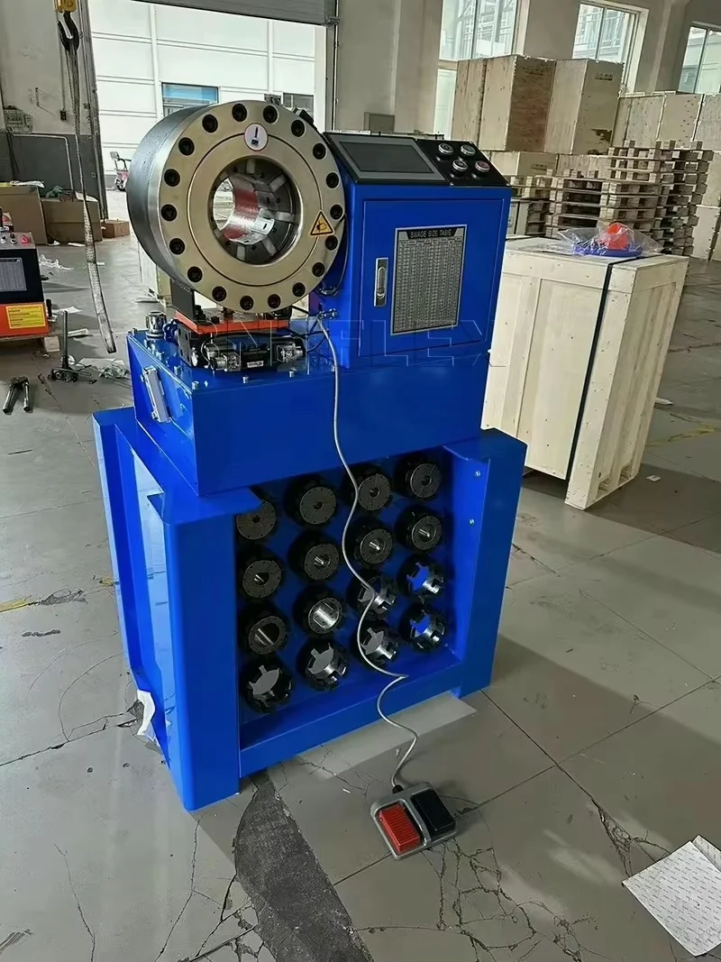3/16 Inch to 2 Inch Hydraulic Hose Crimping Machine BNTP69 Touch Screen Button Way Type 12 Sets Dies for Rubber Product Making