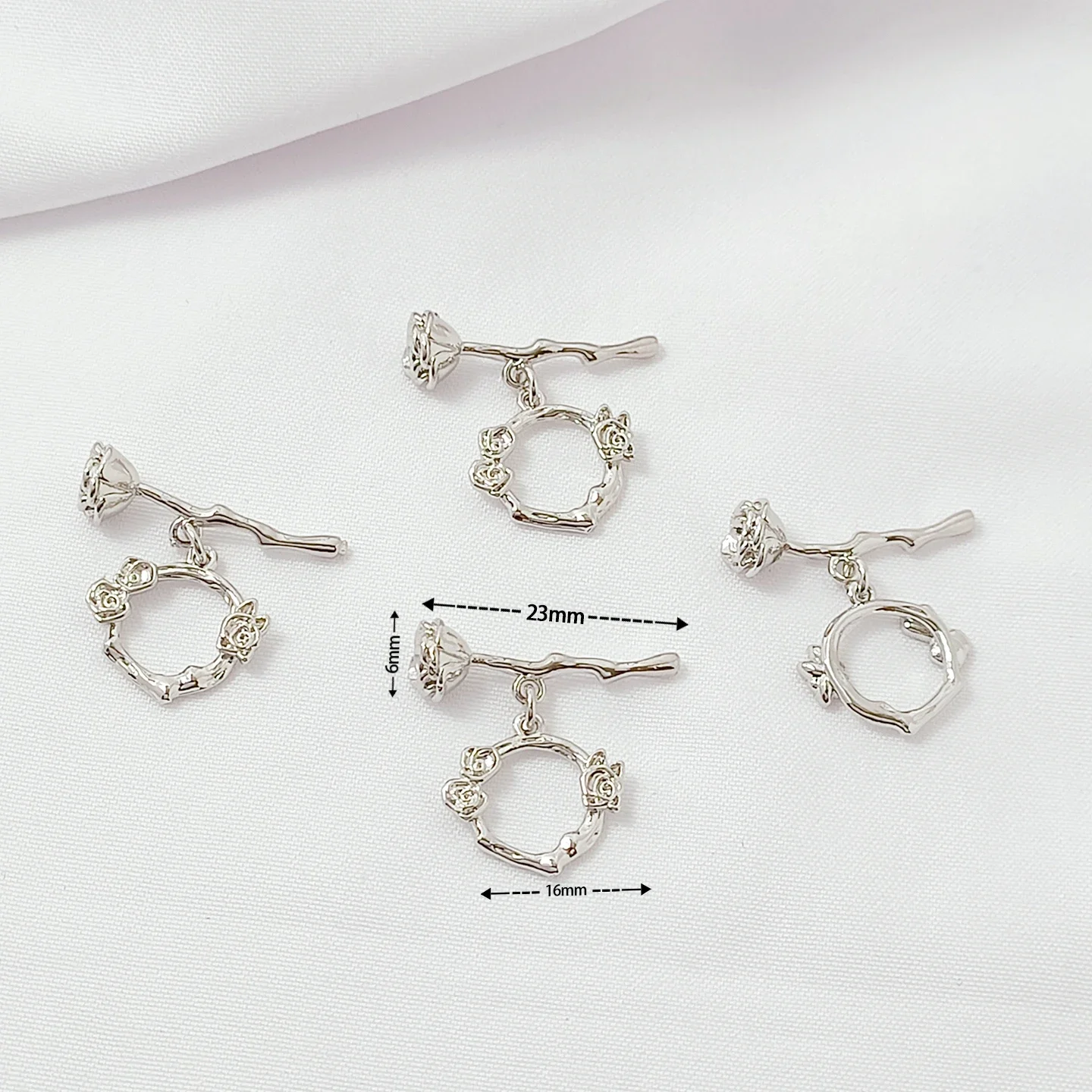 14K مطلية بالذهب روز OT مشبك زهرة إكليل فرع اتصال نهاية مشبك اليدوية سوار ذاتي الصنع الإكسسوار #5