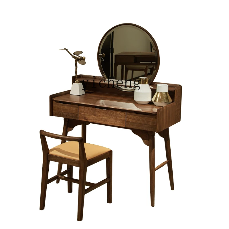 LX Walnut Dressing Table Multi-Functional Makeup Table Storage Solid Wood