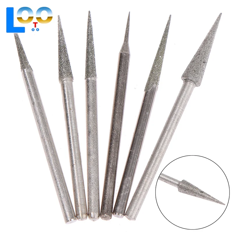 6/10 ชิ้น 1-4 มิลลิเมตรเครื่องมือแกะสลักหัวขัดหัวฉีดบดหัวฉีดเพชรหัวเข็มแกะสลักเครื่องมือขัด