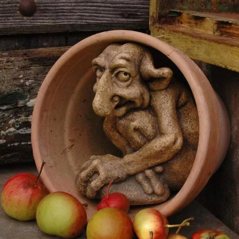 1pc Gothic Troll Sculpture Cast Stone Gothic Troll Sculpture Stone Statue Statue Garden Ornament