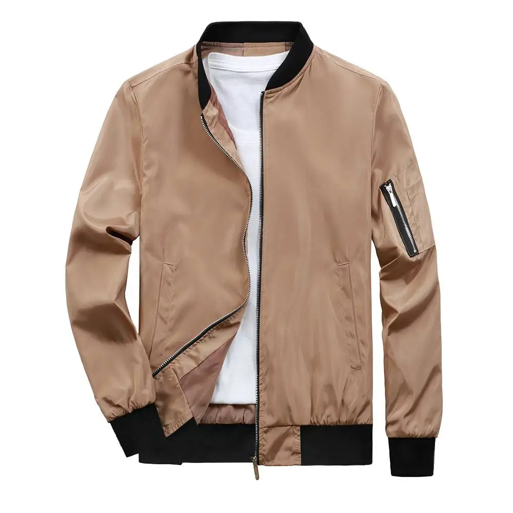 Fashionable Jackets Baseball Uniform Casual Mens Stand collar Zipper Coats Hiking Cycling Sportwear Aviator Outerwear