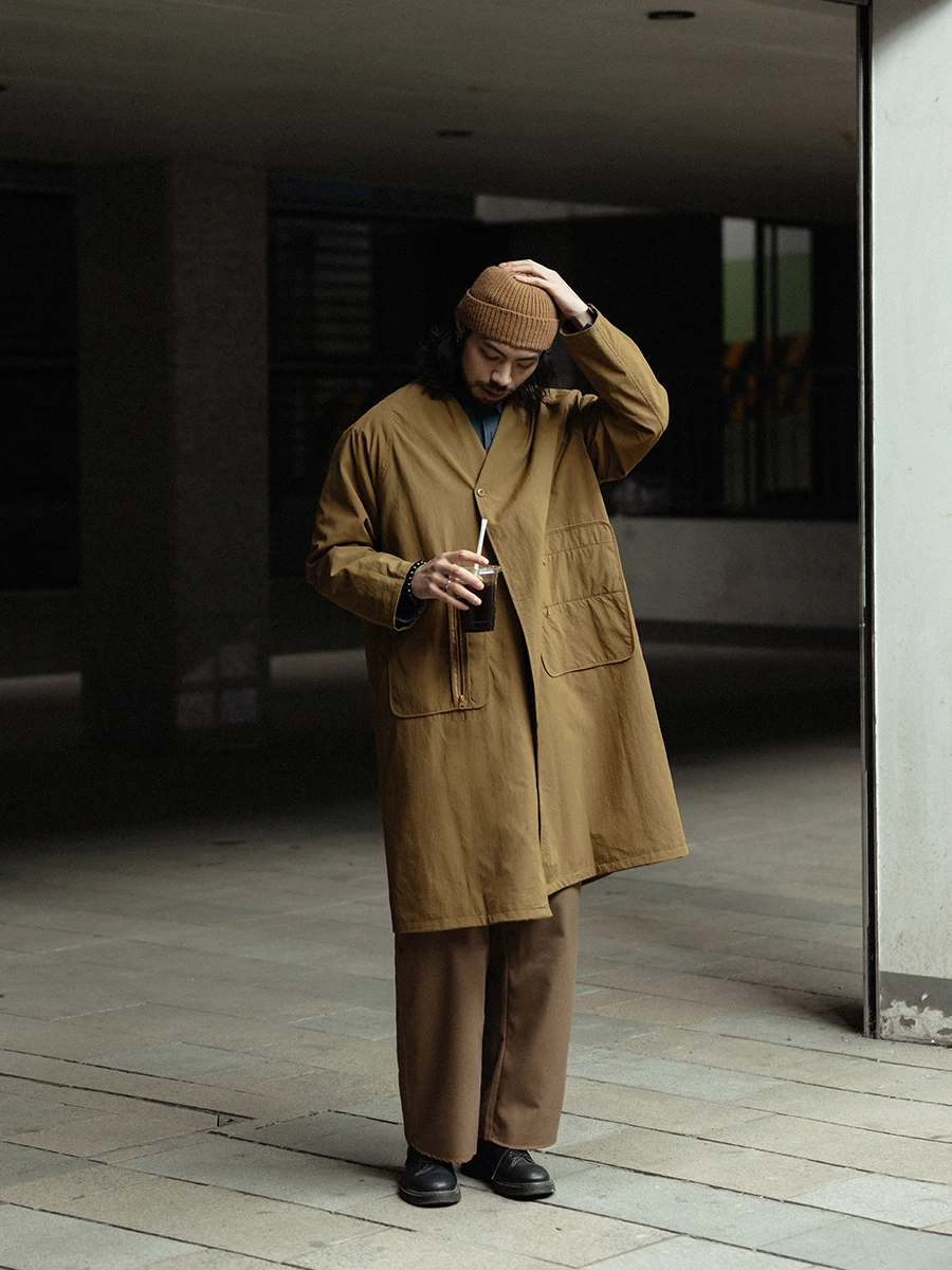 

Японская ретро-куртка Noears: водонепроницаемая, двусторонняя, с вставками на плечах, воротником-стойкой, средней длины, для молодежи