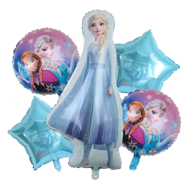 5pcs Disney Frozen Princess Balloons Elsa Anna Theme Aluminum Foil Balloon Baby Shower Girl Birthday Party Decoration Toy Globos