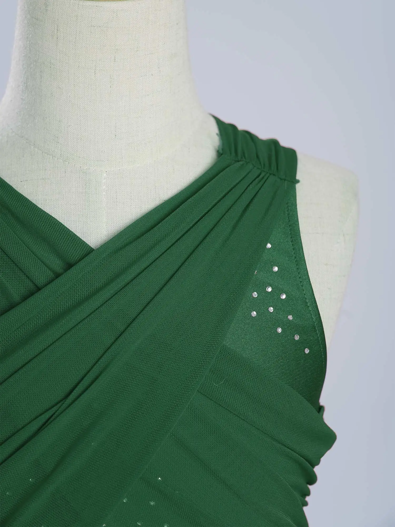 6-16Y الفتيات ملابس رقص غنائية بلا أكمام انقطاع الراين الشكل التزلج يوتار فستان الجمباز البهلوانية ارتداءها #5