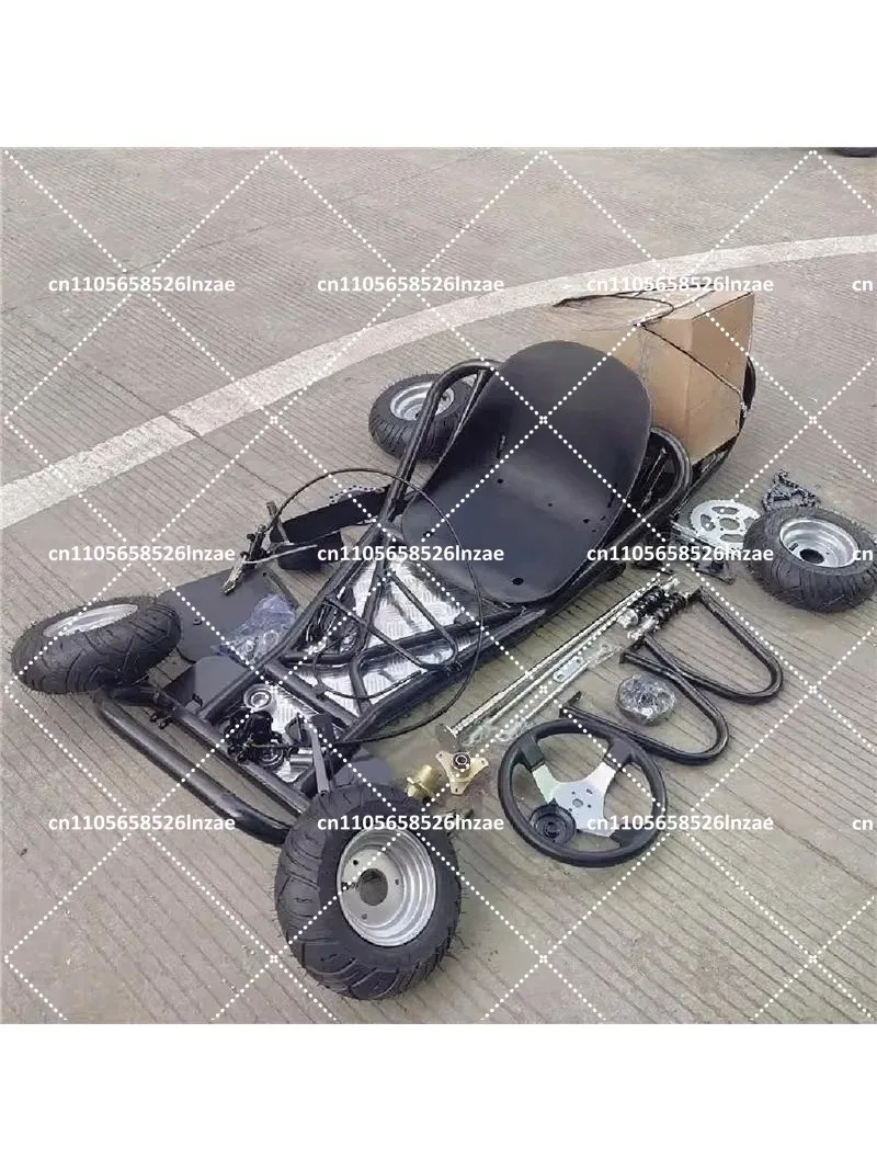 168cc 4 Wheel Drift Go Kart Frame Kit with Road Tires, Modified Motorcycle Drift Kart Assembly