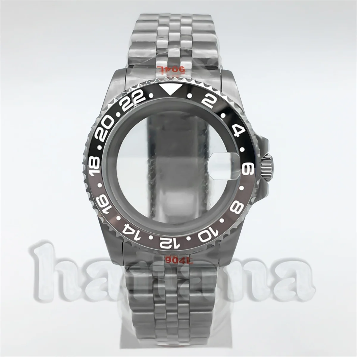 Caixa resistente à água para mergulhador, 38/40mm, preto e cinza, moldura gmt, vidro de safira, adequado para movimento nh34 nh35 nh36 eta2824 pt5000