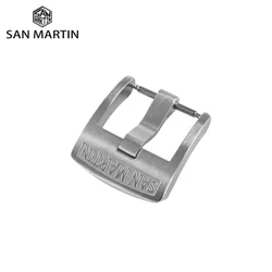 San Martin Watch Clasp 20mm Brushed Logo Pin Buckle 316L Stainless Steel For Watchbands Strap High Quality Replacement Accessory