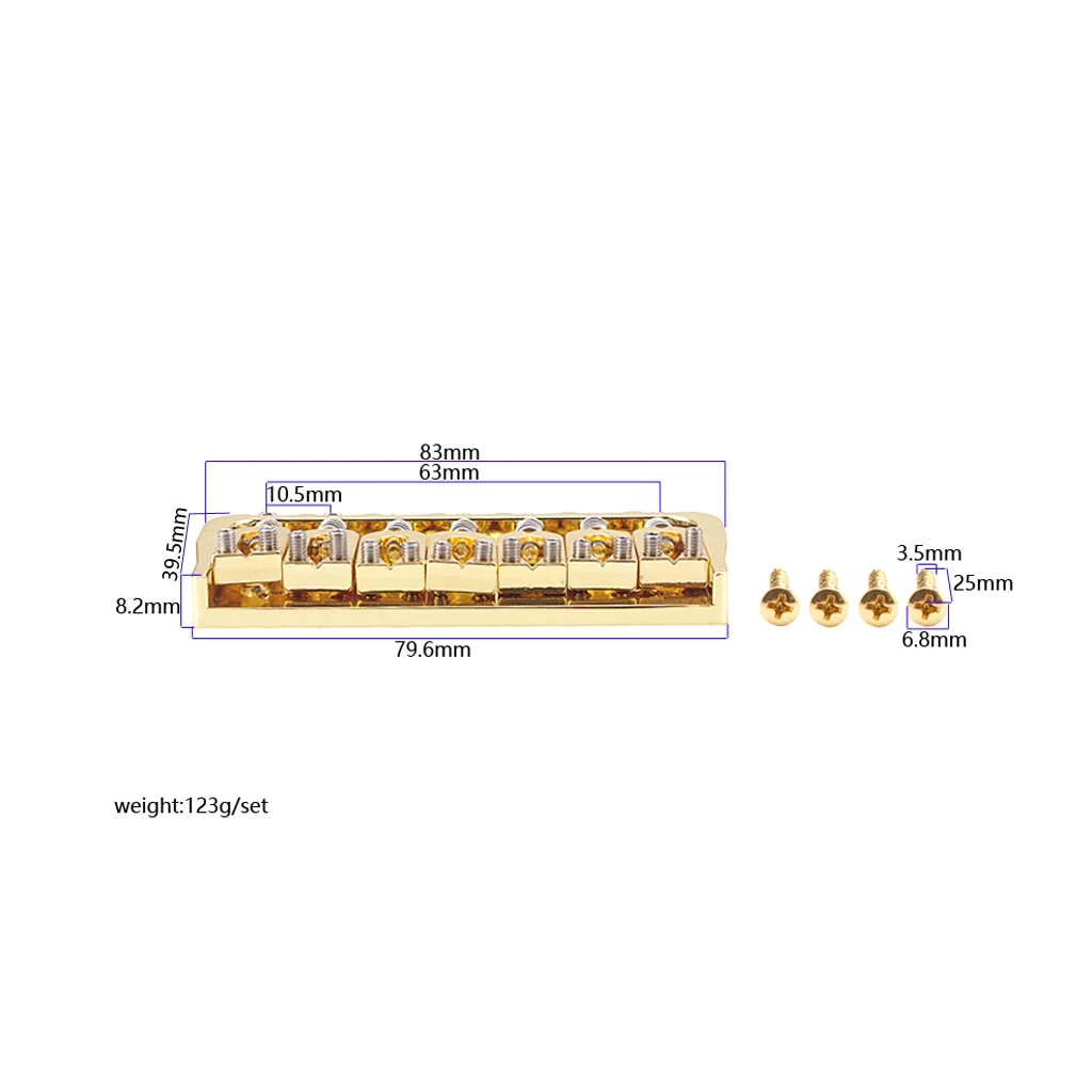 7 String Guitar Hardtail Bridge Gold Fixed Guitar Bridge Saddle 7-String Electric Guitar DIY Upgrade Repair