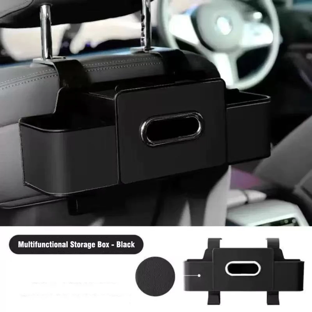 Multifunctional Car Seat Back Storage Box, Rear Seat Organizer with Tissue Bag, Cup Holder & Phone Stand Backseat Car Organizer
