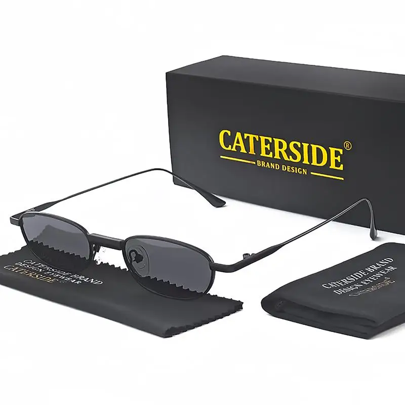 CATERSIDE Polarisierte kleine Sonnenbrille für Herren, rechteckig, Punk-Markendesign, Sonnenbrille für Damen, zum Fahren, für Partys, Urlaub, Geschenke – Detail 2