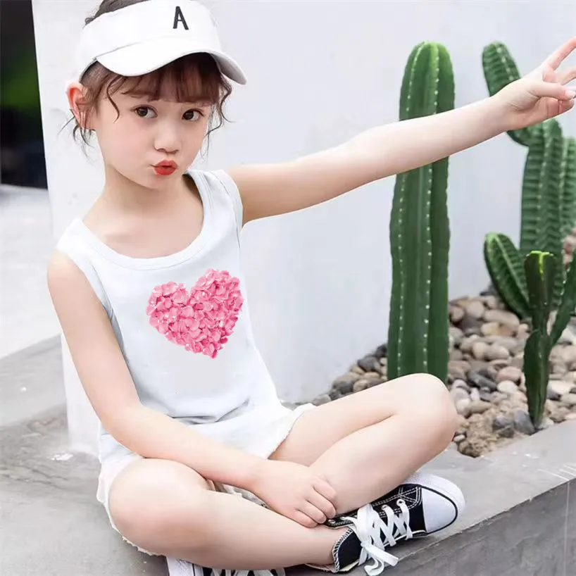 2024 Summer Girls Cute Cat Print Vest Princess Girl Fashion Tank Top Dziecięca koszulka bez rękawów 3-14 lat