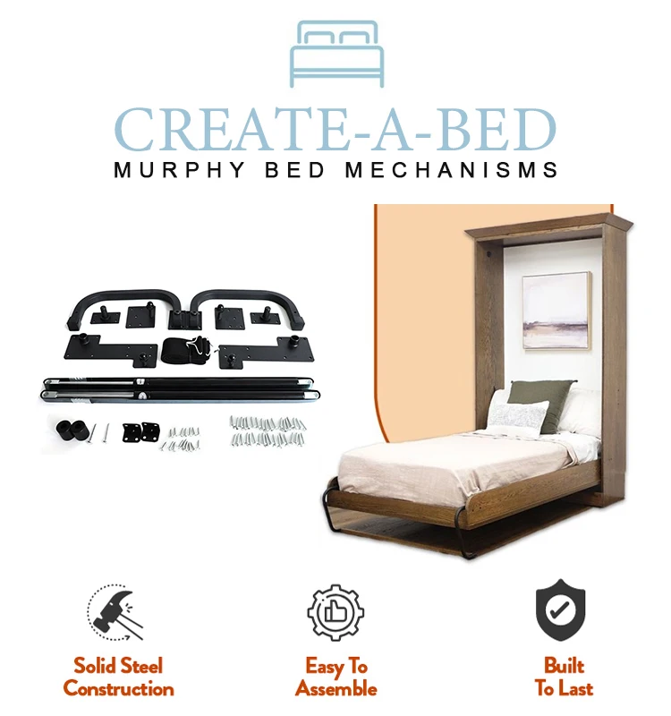 Hot Sale Hidden Horizontal Full Queen Mounted Folding System Spring King Size Foldable Wall Murphy Bed Hardware Kit Mechanism