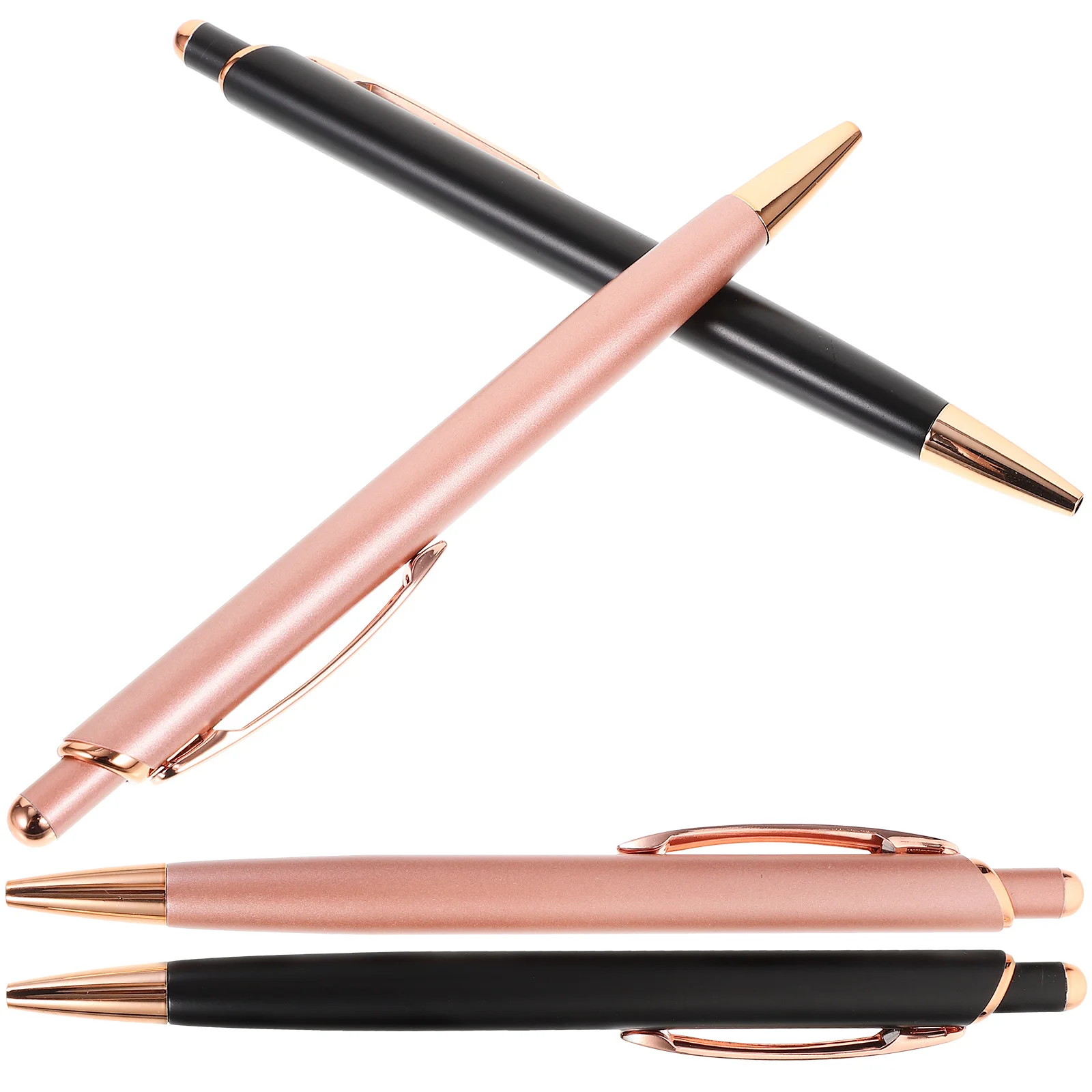 

4 Pcs Metal Press Ballpoint Pen Black Gold Color Ergonomic Design Smooth Writing Sturdy Portable Daily Use Business