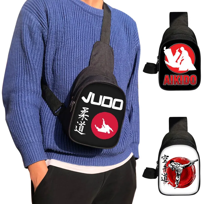 Judo Karate Aikido Taekwondo Print Chest Bag Male Outdoor Crossbody Bag Casual Streetwear Shoulder Bags Phone Wallets Holder