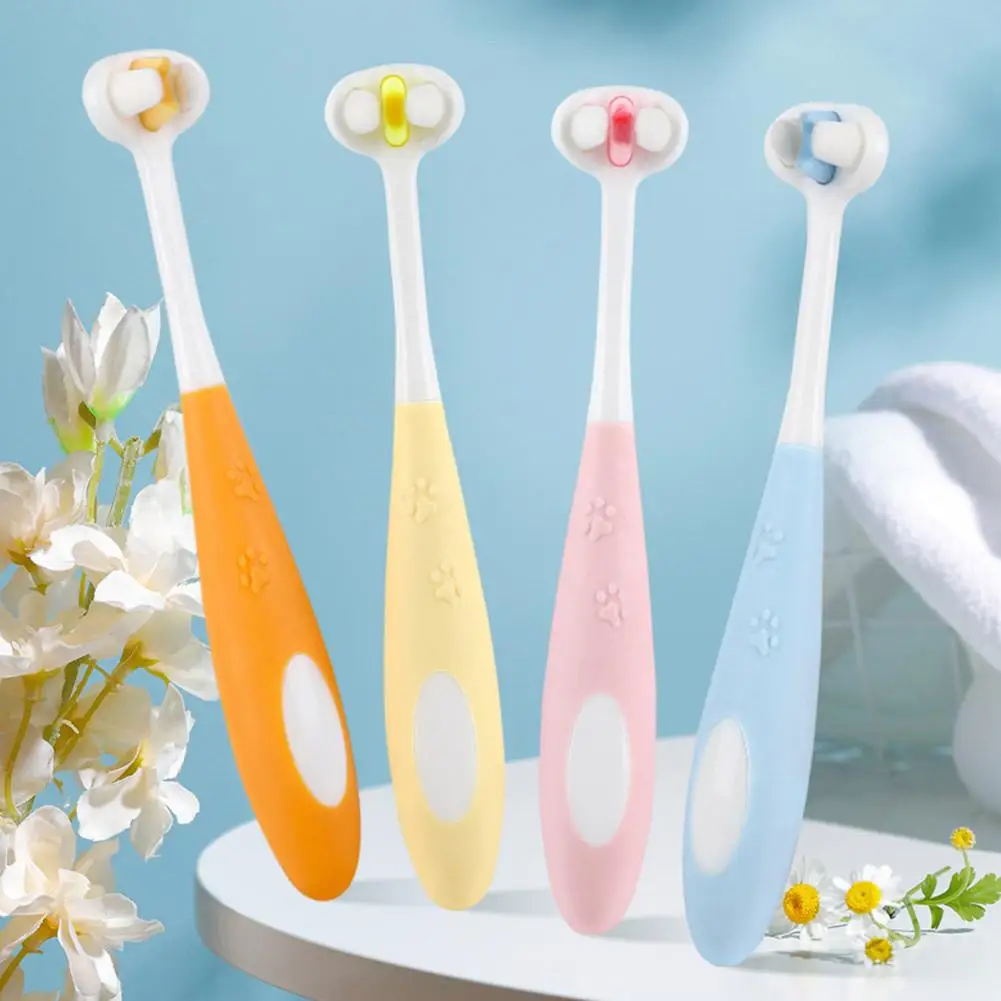 Cartoon Soft Toothbrush V-shaped Three-sided Toothbrush Bristles Oral Cleaning Ultra Fine Reusable For Pet Dogs Cats