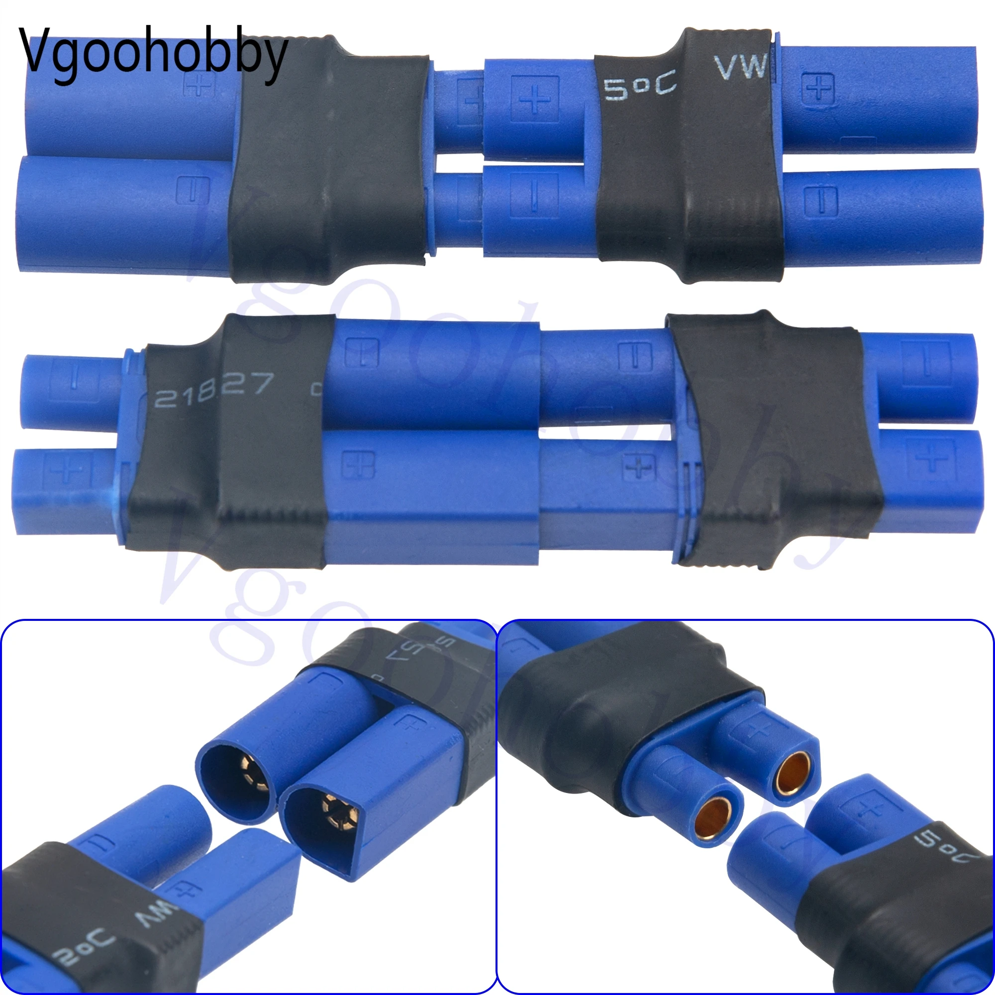 2Pairs EC5 to EC3 Connector Adapter Female Male Plugs Adaptor for RC FPV Drone Car Boat Lipo NiMH Battery Charger ESC