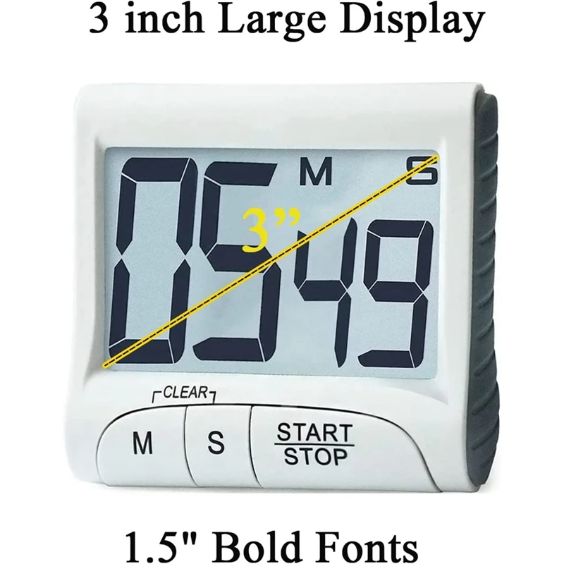 Digital Kitchen Timer&Stopwatch,Bold Digits, Simple Operation, Loud Alarm,Magnetic Kickstand For Cooking And Classroom