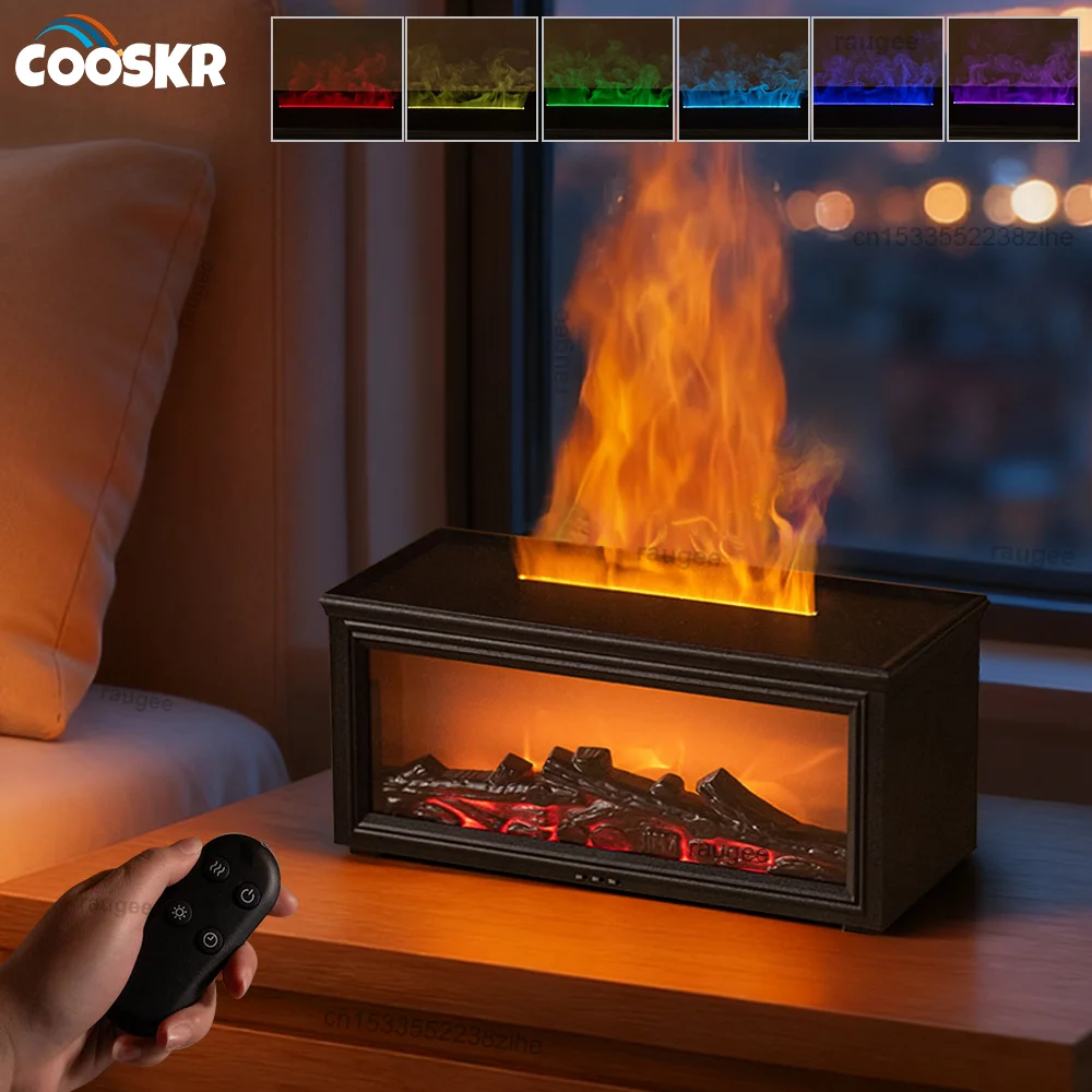 

Air Humidifier Aroma Fragrance Diffuser Essential Oil Diffuser Home Flame Aromatherapy Humidifier With LED Light Remote Control