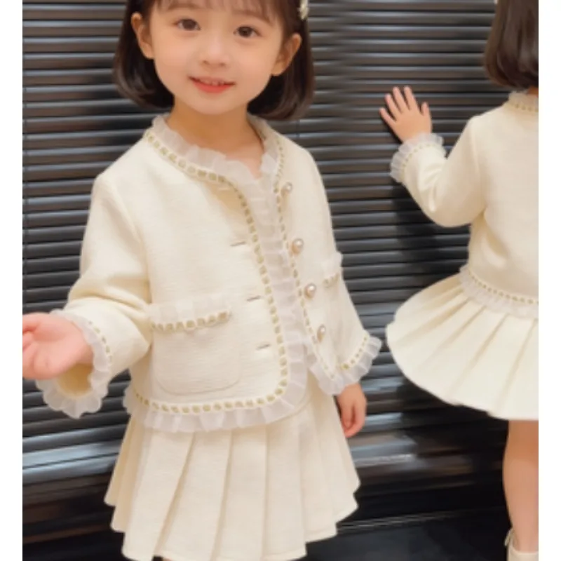 

Комплект одежды для девочек: модный костюм-двойка с юбкой для весны-осени 2026 года, новинка