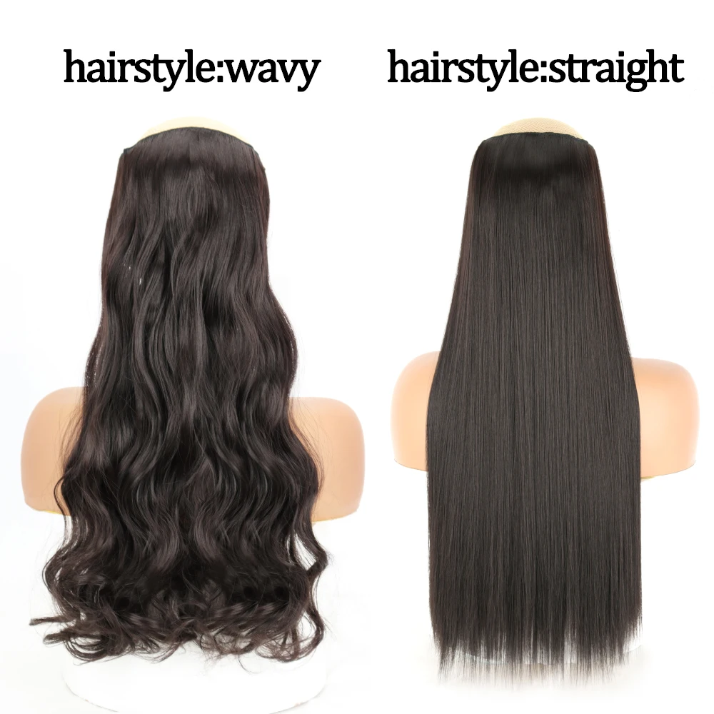 AZQUEEN 22Inch Long Synthetic Wavy 5 Clip In Hair Extensions Black Brown Holiday Party Vibe Hairpieces For Women