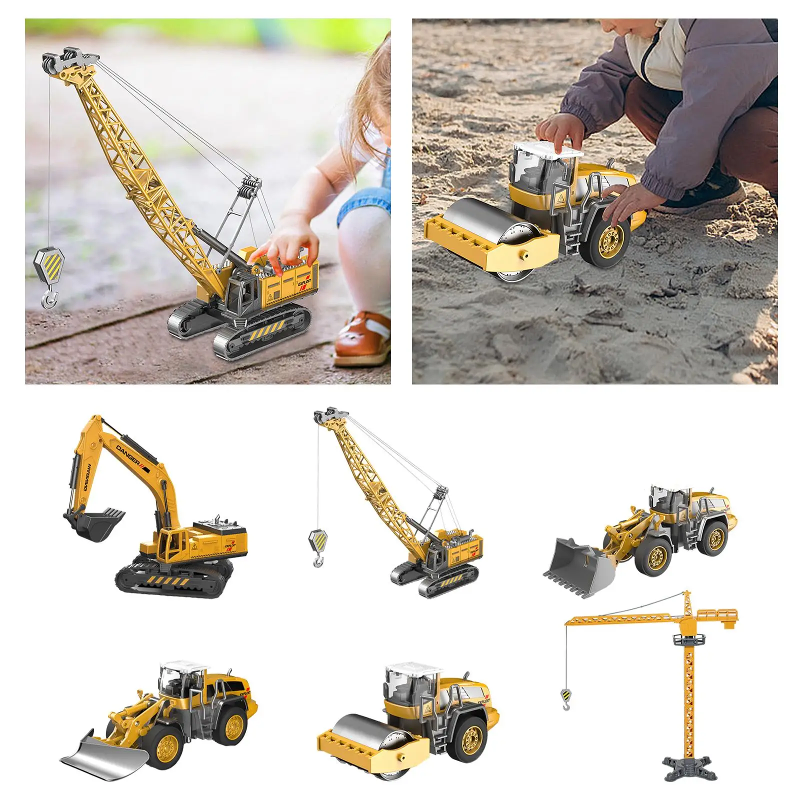 Construction Vehicles Toys, Mini Alloy Engineering Trucks Toy for 3 4 5 6 7 Years Old Boys