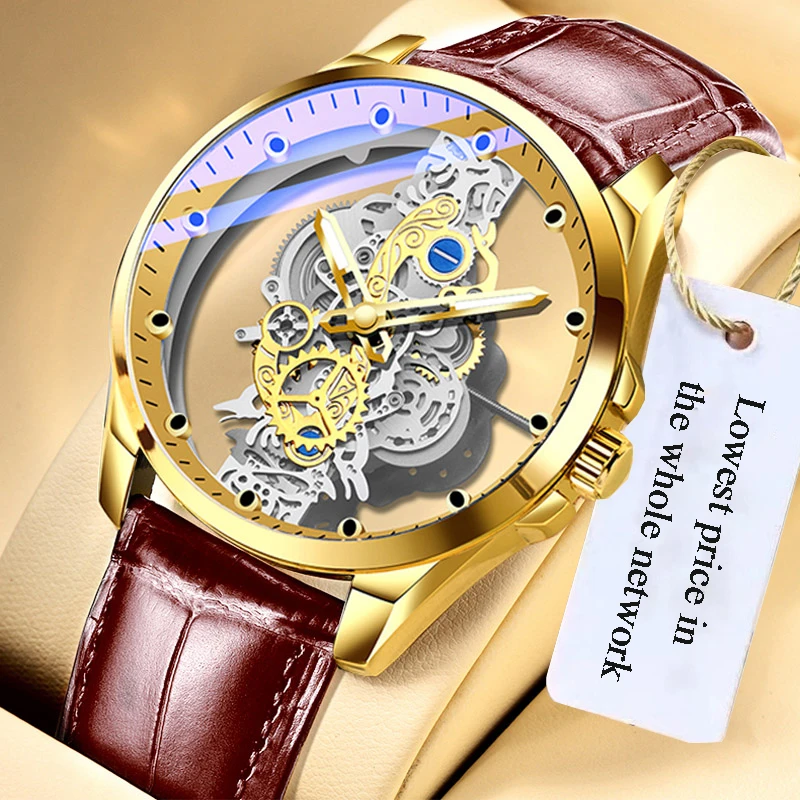 2024 New  Mens Quartz Watches Brand Luxury Casual Fashion Men's Watch For Gifts Breathable leather Waterproof luminous watch