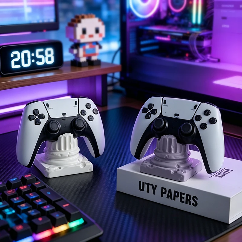 Soporte Decorativo para Control de Videojuegos con Diseño de Columna Romana Moderna, Figura Decorativa de Resina para Sala de Juegos, Organizador de Escritorio y Adorno para el Hogar