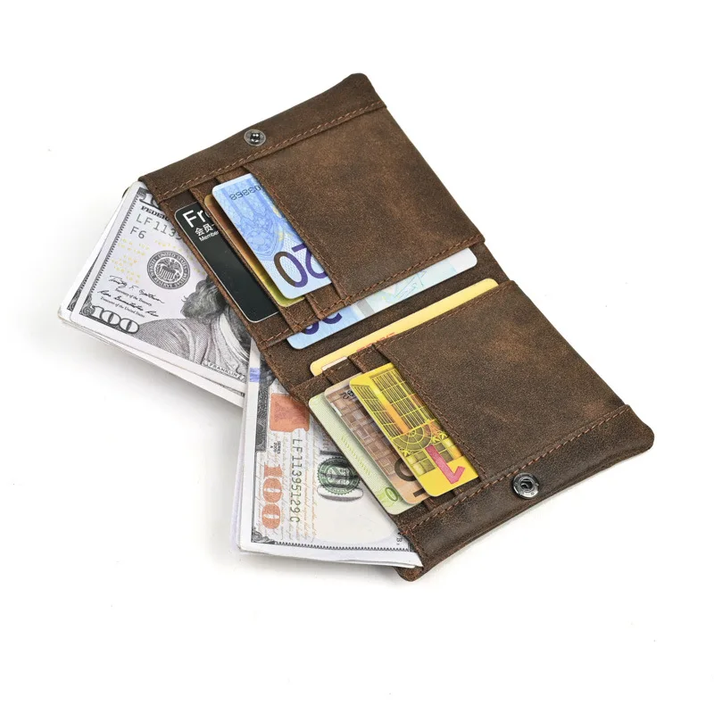 Зажим для денег из натуральной кожи, кошелек для монет, держатель для карт, винтажная сумка, мужской органайзер для билетов, мини-складные кошельки