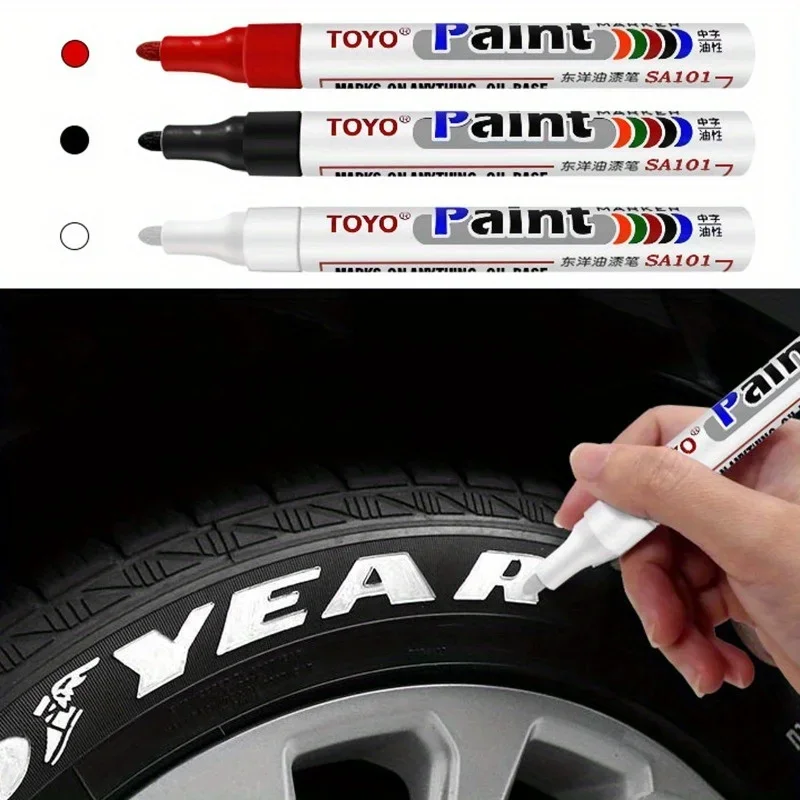 11 Colors Waterproof Cars Wheel Tire Oily Mark Pen Auto Rubber Tyre Paint Pen Metal Permanent Paint Marker Graffiti Touch Up