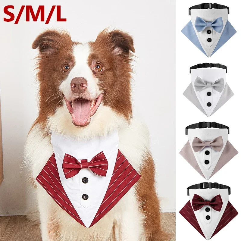 New Striped Pet Clothes Suit Triangle Towel Cute Fashionable Pet Drool Towel Wedding Pet Triangle Towel Dog Collars