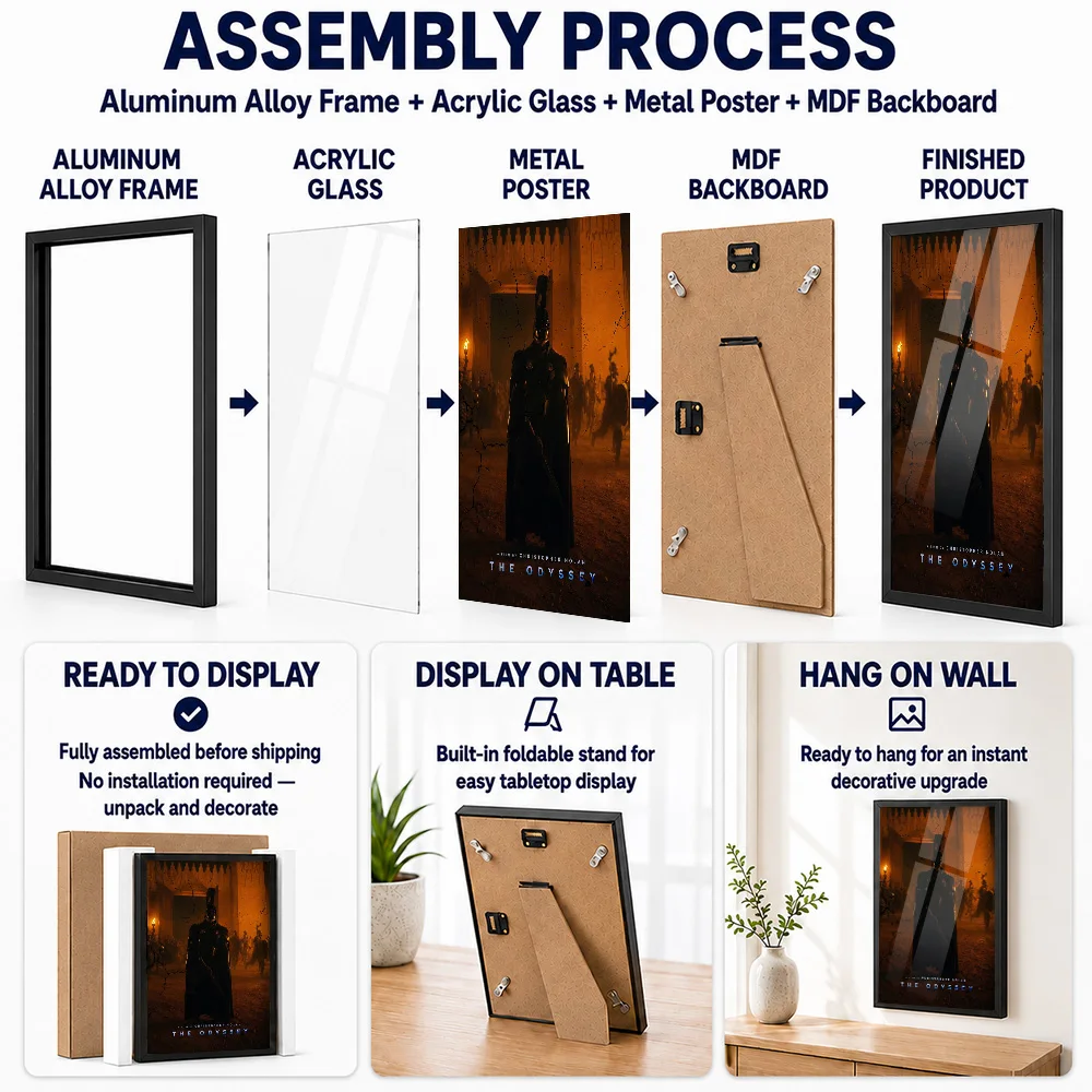 The Odyssey Christopher Nolan Movie Metal Poster With Aluminum Alloy Frame Personalized Photo Story Style Wall Art For Bedroom