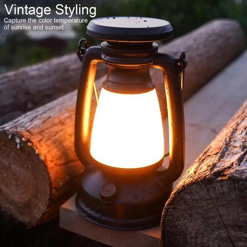 

Solar Lantern Camping Vintage Lanterns Rechargeable Survival Light Backup Flashlight Solar Powered Lighting For Home Survival