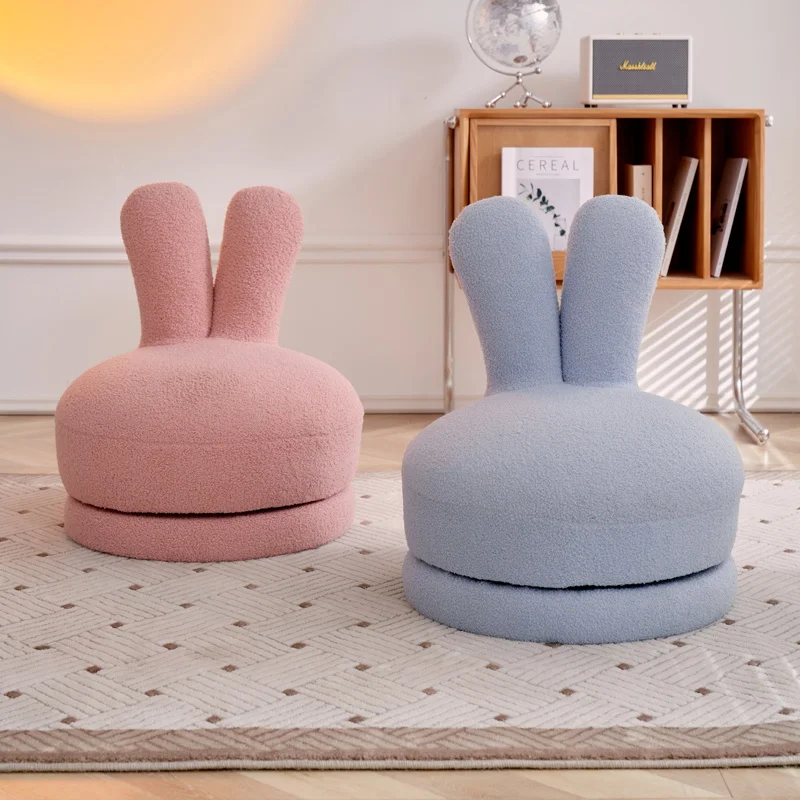 Home Decor Children's Sofa Chair Home Furniture Home Backrest Chair Lamb Wool Low Stool Single Rotating Sofa Chair Birthday Gift