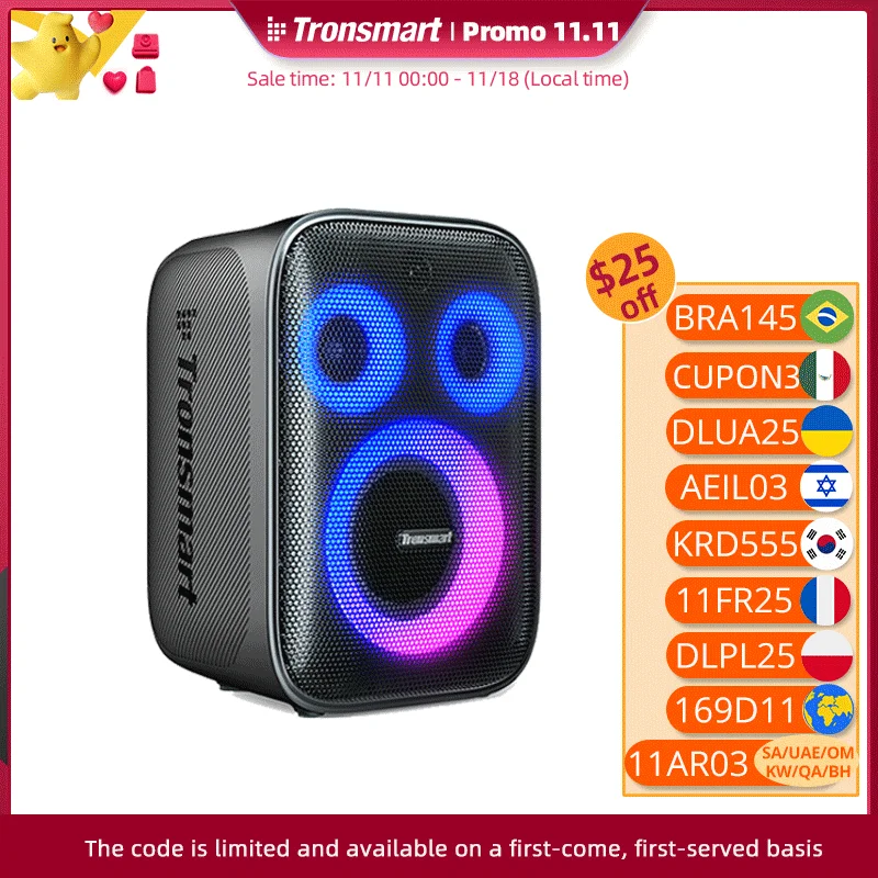 Tronsmart Halo 200 Speaker Bluetooth Speaker with 3 Way Sound System, Built-in/Wired Mic, Guitar Input, APP Control, for Party