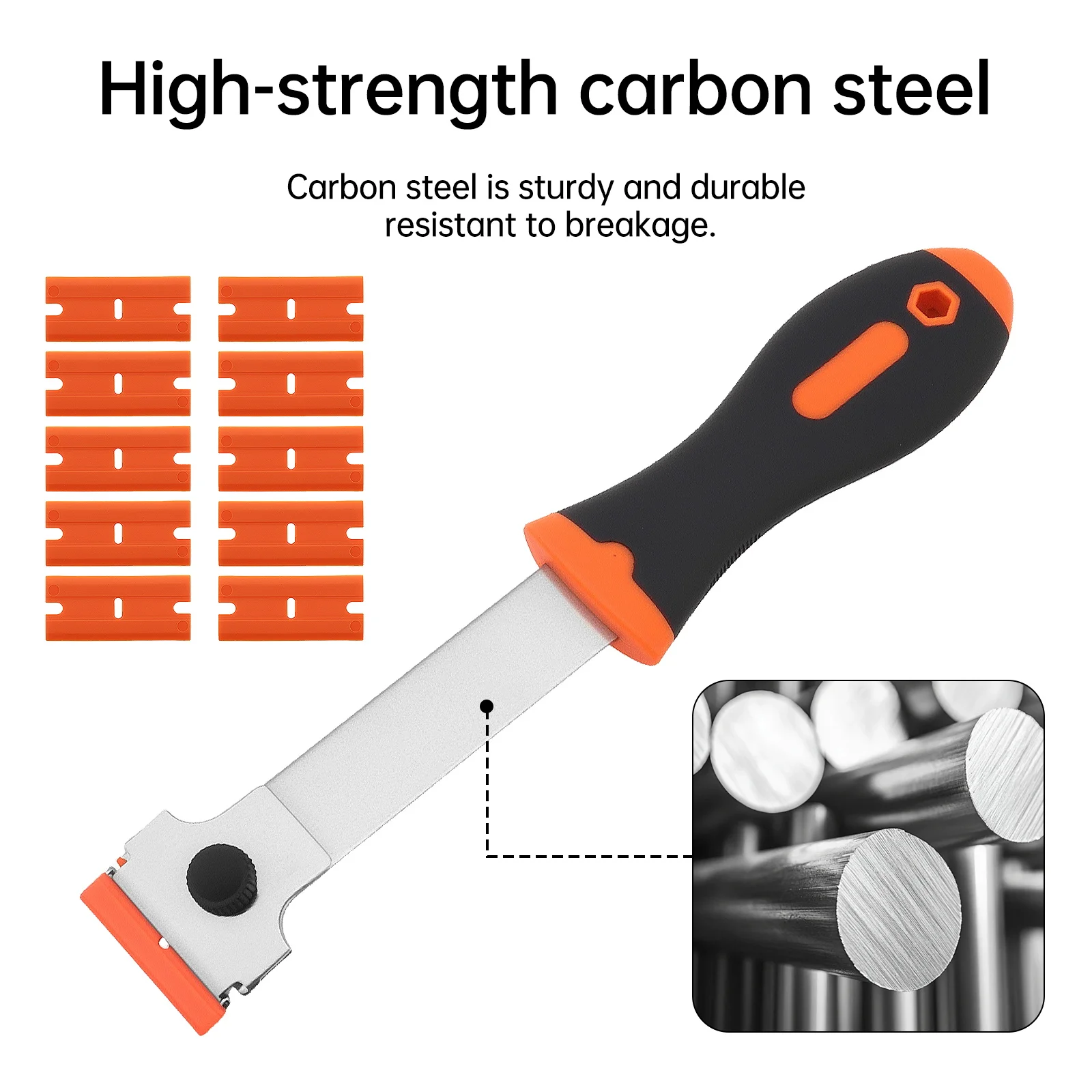 Multifunctionele ijskrabber Sneeuwborstel Lange steel Mestype Schraper Geschikt voor auto Voorruit Sticker Schop met 10 plastic messen