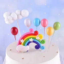 6pcs Mixed Cartoon Colors Balloon  Cake Topper  Happy Birthday Kids Favor Baby Shower Wedding Party Supplies Decorations