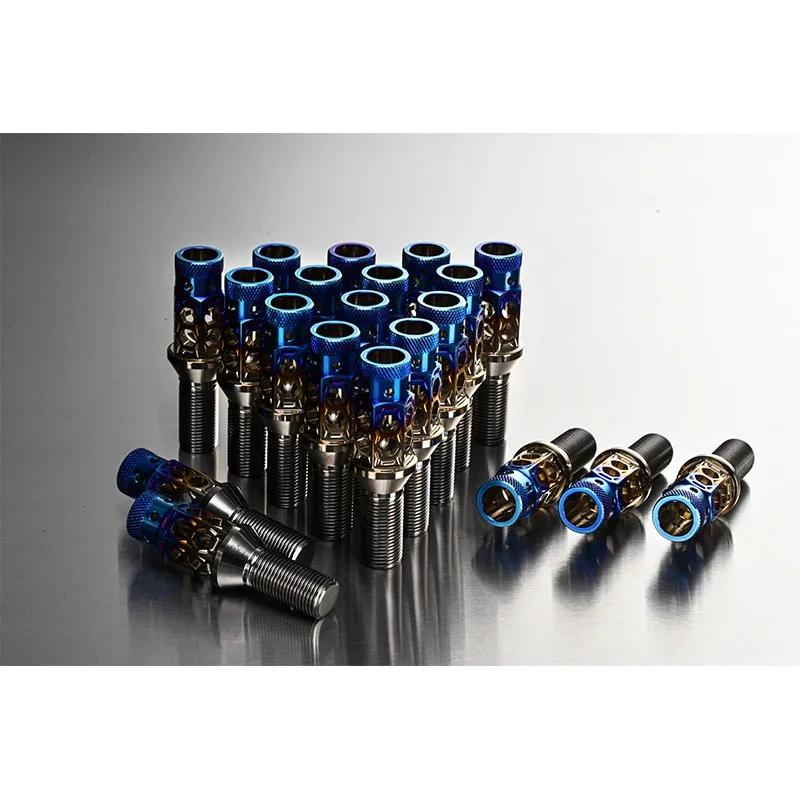 Car Titanium Alloy Wheel bolts Wheel Titanium Lug Bolts M12x1.5/M12x1.25 Burnt blue color