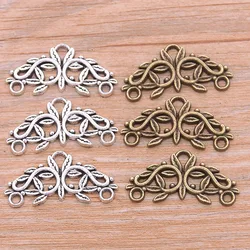 20Pcs 14*28MM 2 Color Retro Zinc Alloy Hollow Leaves Porous Connectors Plant Charm Linker For DIY Pendant Jewelry Accessorie