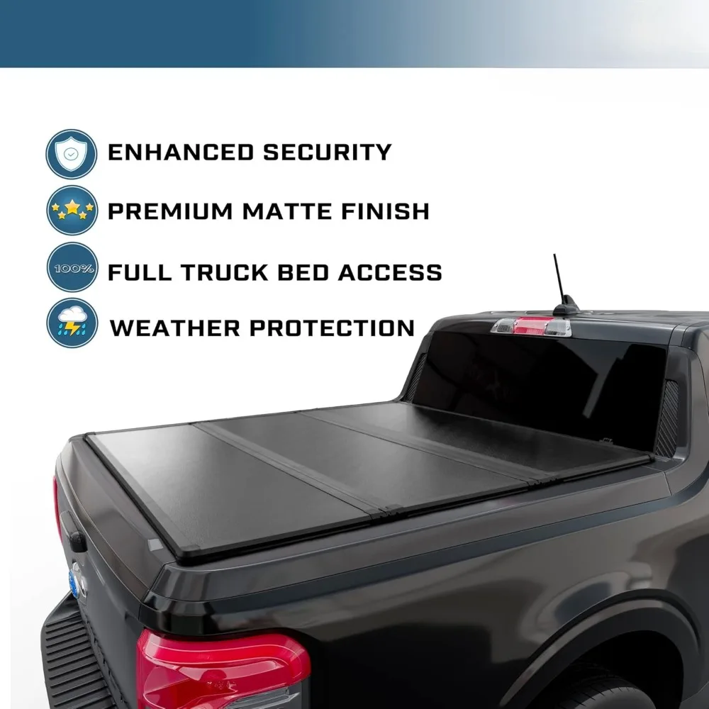 غطاء تونيو لسرير الشاحنة الصلب ثلاثي الطي متوافق مع سرير فورد مافريك 2022-2025 بطول 4.6 قدم (54.4 بوصة) #3