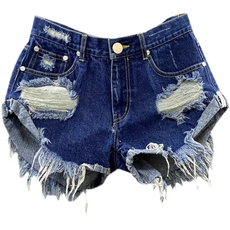 Black Denim Shorts Women\'s Vintage Edges Jeans Shorts Ladies New Summer Korean Low-rise Hot Sale Pants Straight Jean Femme Q549