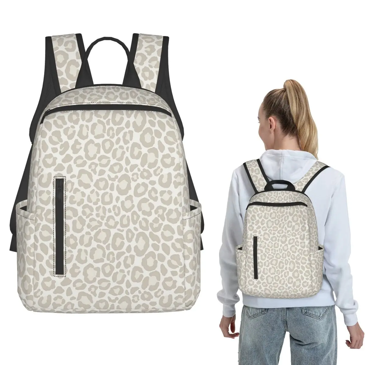 

Light Brown Leopard Pattern Backpack Daypack Children BookBag School Bag Shoulder Bags for Men Women