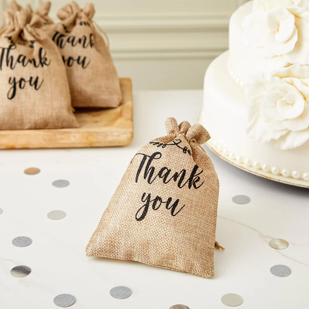 

20pcs 5x7in Sparkle Burlap Drawstring Bags Wedding Favors Jewelry & Thank You Gift Wedding Decoration Party Favors Bags Supplies