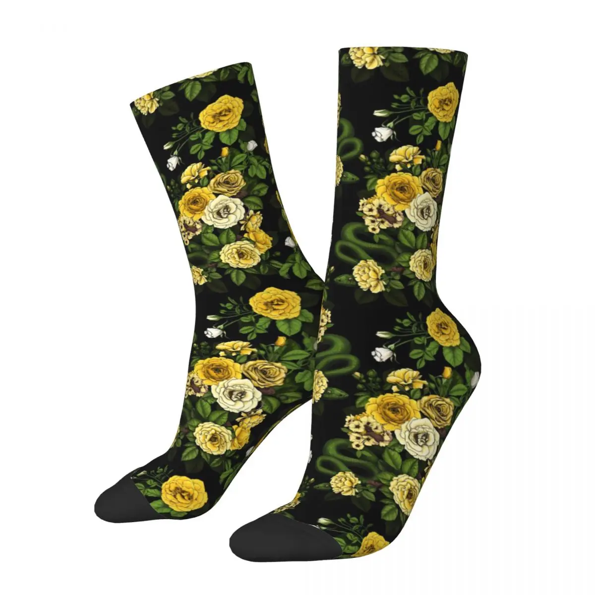 Rose Floral Stockings Couple Yellow and Green Socks High Quality Novelty Socks Autumn Outdoor Sports Anti Sweat Socks Gift Idea