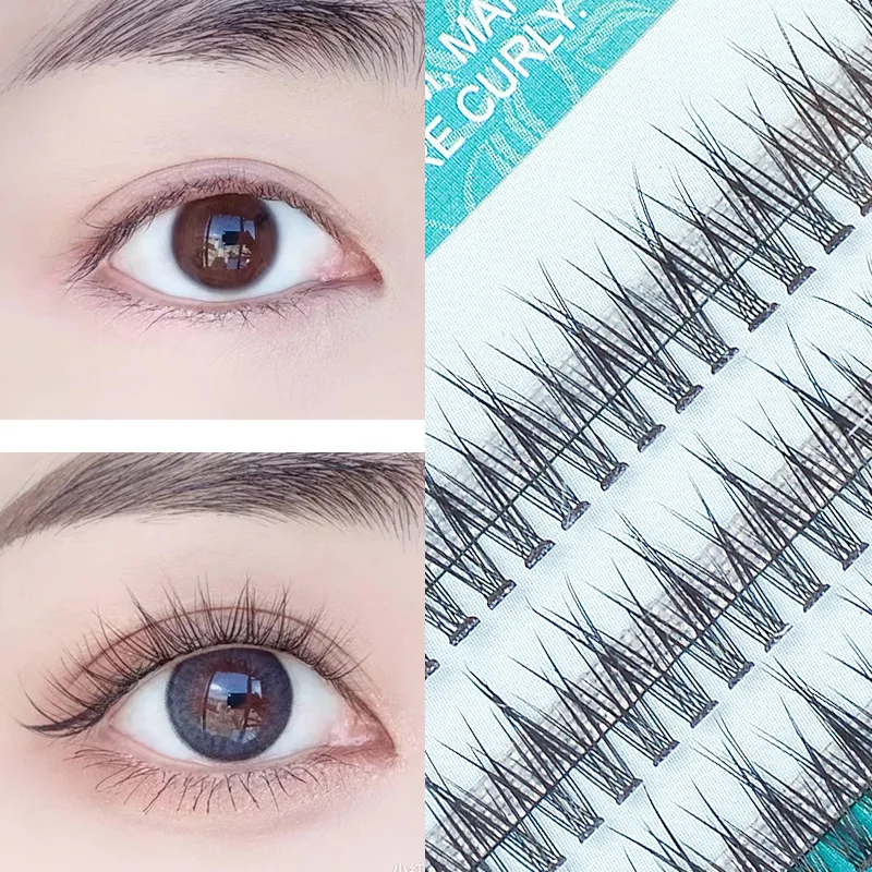XEC-011 Pestañas Individuales Premoldeadas en Forma de V 10D Cola de Pescado, Racimos de Visón Sintético, Pestañas Postizas Naturales y Densas, Paquete de Cilios 2