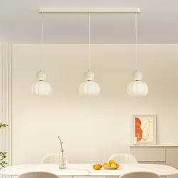 Pumpkin Shaped Beige Pendant Light Bedroom Bedside Lamp Modern Living Room Bar Counter Entrance Foyer Head Hanging Line Light
