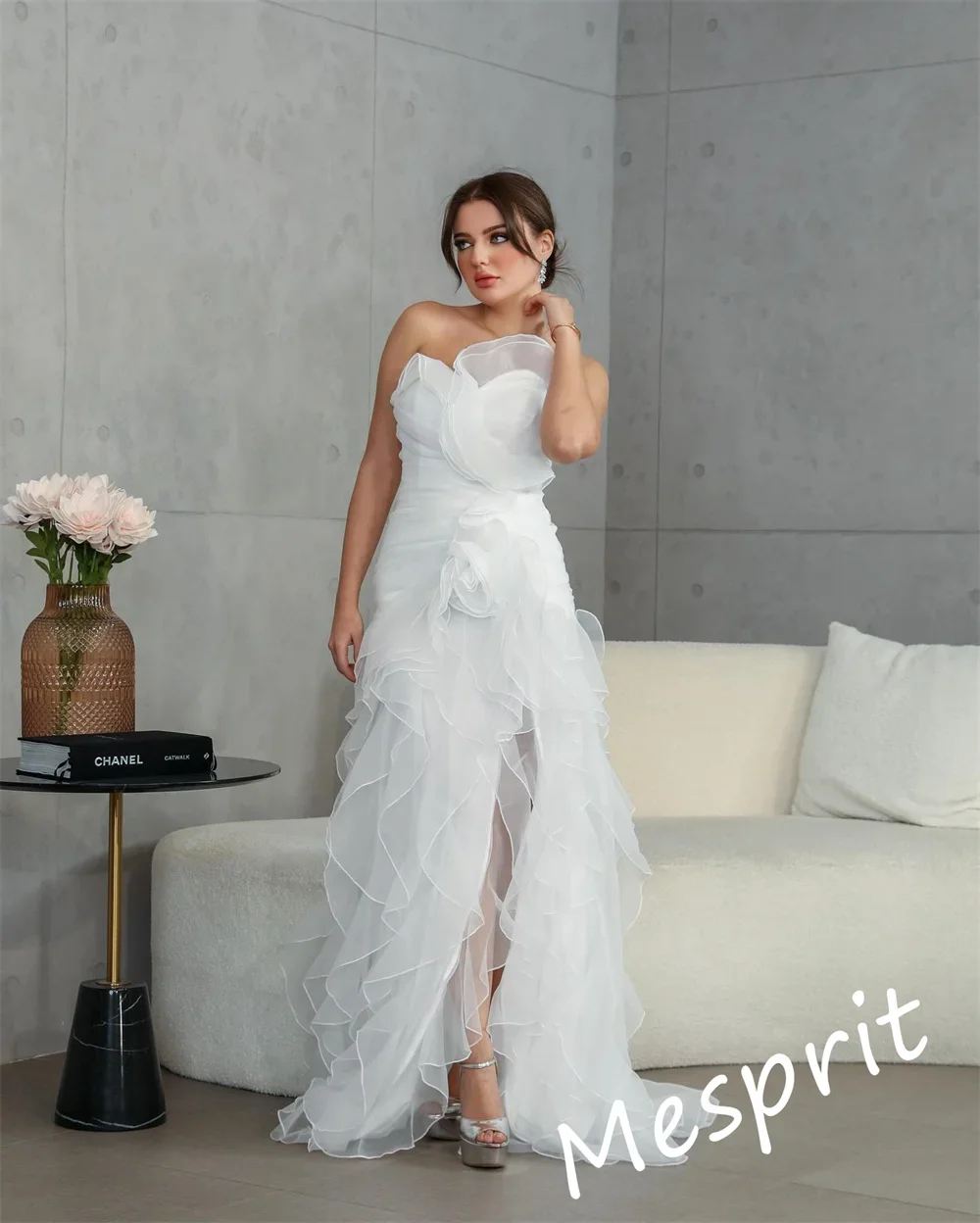 Personalizado elegante sem alças bainha varredura/escova vestido quinceanera em camadas organza formal ocasião vestido Плаajteksiдебное С Рука iyoм