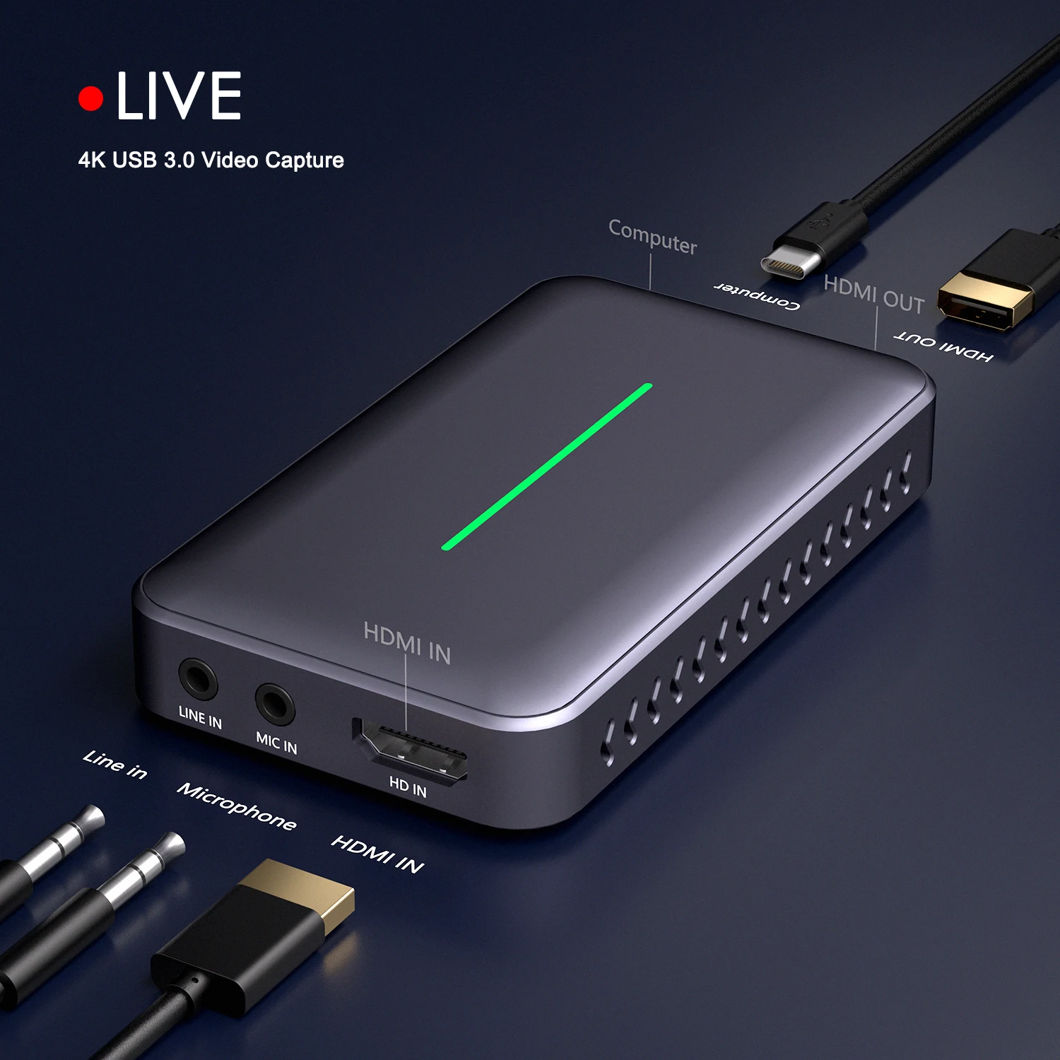 USB 3.0 4K 1080P Live Streaming OBS Capturing Gaming Recording Webcam HDR HDMI Video Capture Card HDMI to USB