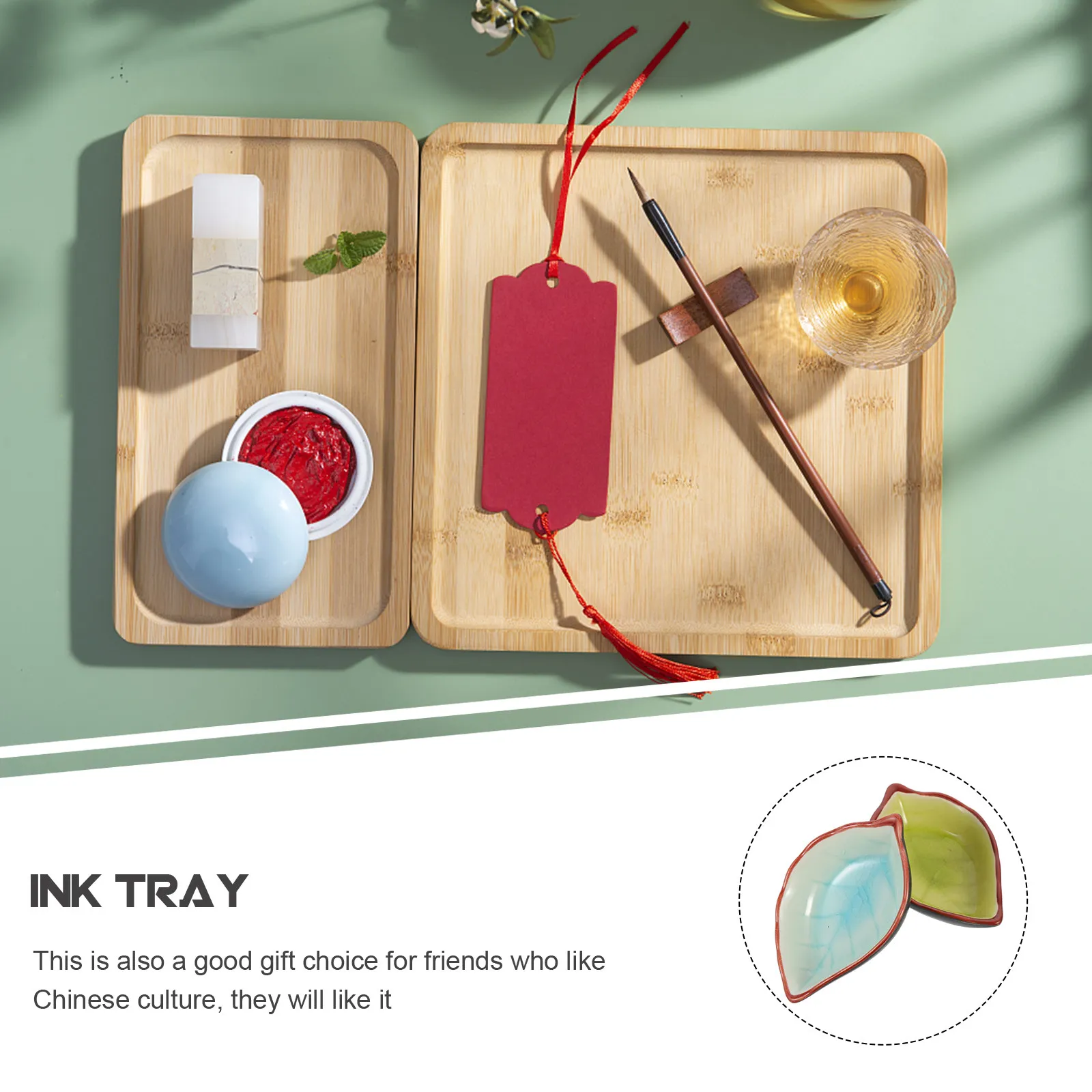 2Pcs Holder Ceramic Pen Rest For Chinese Practice Art Student Ink Tray Brush Washing Dish Study Room